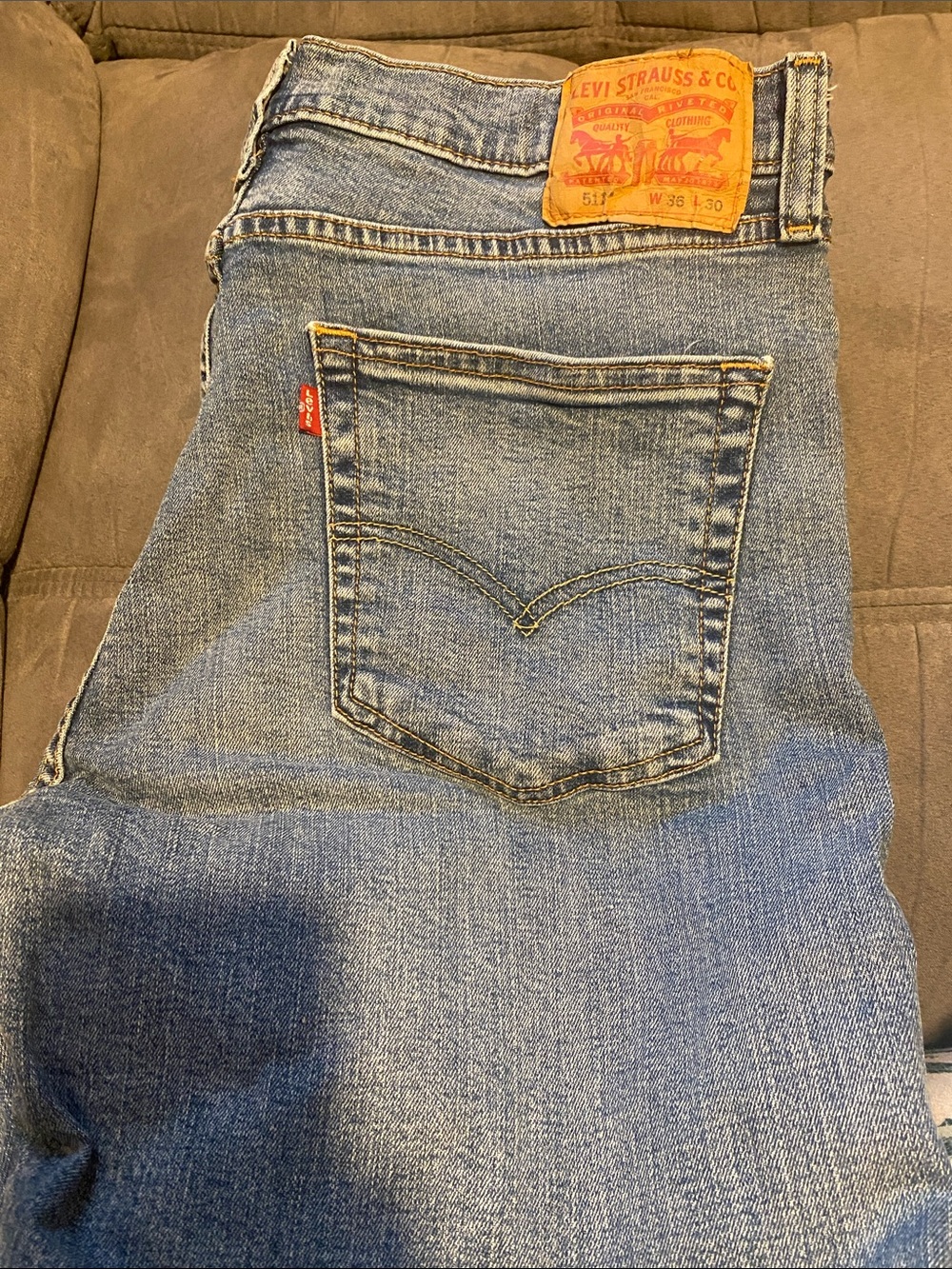 Levi's 511 Slim 36x30 Blue Men's Straight Jeans with Red Tab & Leather Patch